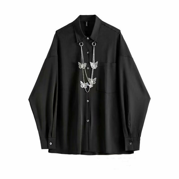 Camisa Manga Larga con Solapa Retro para Hombre