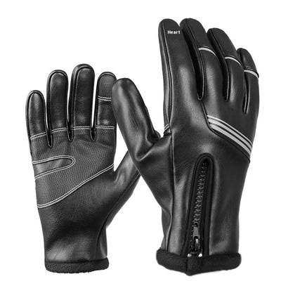 Guantes de Cuero Térmicos Aislados con Forro Polar para Motociclismo Invernal - Image 5