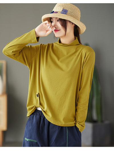 Blusa Retro de Cuello Alto con Botones y Mangas Largas para Mujer - Image 16