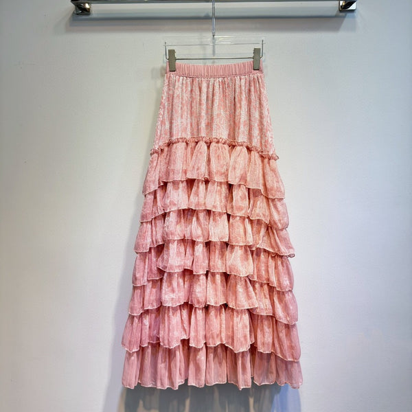 Vestido Pastel Cintura Alta con Costuras Industriales