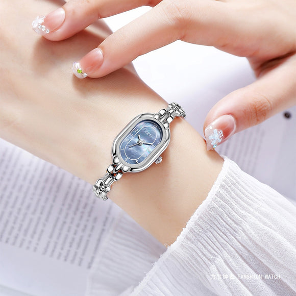 Reloj de Pulsera Cuarzo Ovalado Retro con Diseño Fritilaria de Alta Calidad