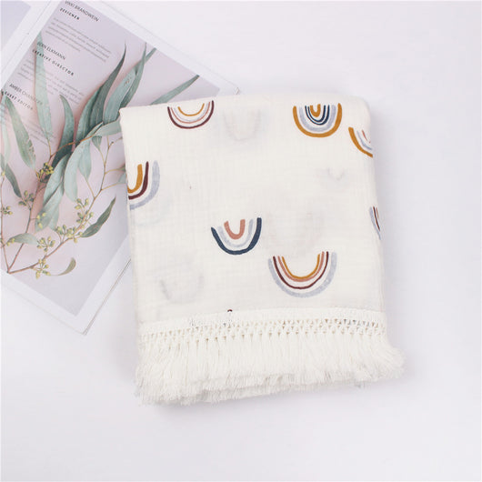 Manta de Algodón Estampada con Flecos para Bebé - Image 18