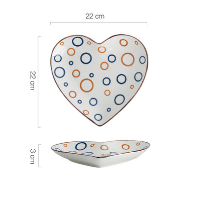 Plato Decorativo Pintado a Mano con Formas de Corazón y Cuadrado para Dumplings - Image 10
