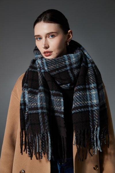 Bufanda Escocesa Azul Otoño Invierno - Estilo Europeo y Americano - Image 10