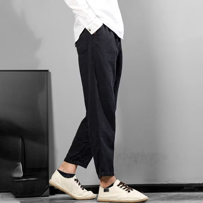 Pantalones Casuales de Lino y Algodón para Hombre - Ajuste Versátil - Image 29