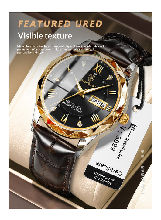 Reloj para Hombre con Correa de Cuero y Movimiento de Cuarzo - Image 15