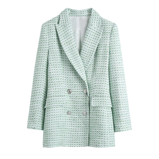 Conjunto de 3 Piezas: Blazer Cuadrille, Tank Top Abotonado y Falda Plisada Mini - Image 8