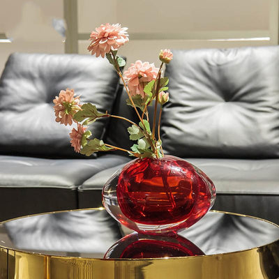 Jarrón de Cristal Rojo Brillante Forma Oliva - Arreglos Florales y Decoración - Image 3