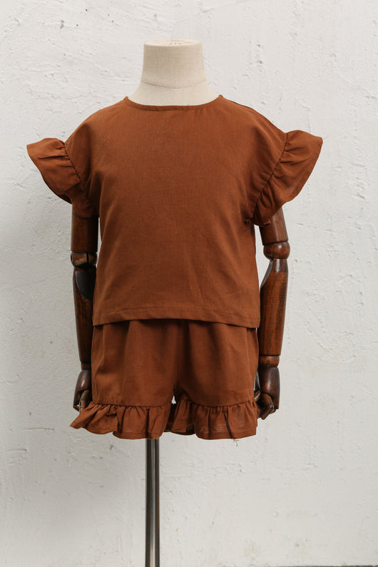 Conjunto Infantil de Algodón y Lino con Volantes - Camiseta Suelta y Casual - Image 6