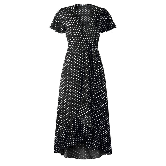 Vestido Corto de Lunares con Escote V y Volantes - Elegancia Femenina - Image 8