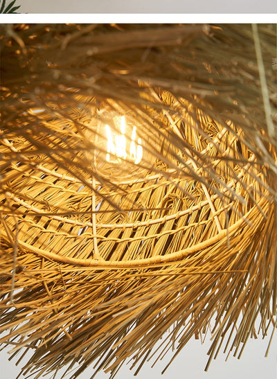 Lámpara Colgante Tejida en Ratán Estilo Wabi Sabi Japonés - Image 14