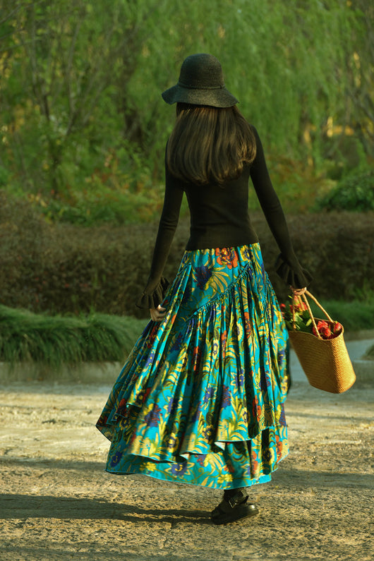 Falda Étnica de Algodón y Lino con Estampado - Image 8
