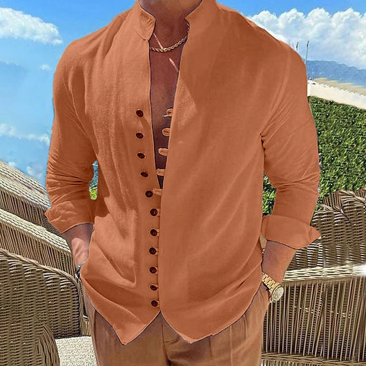 Camisa Casual Hombre Manga Larga Botones Retro Suelta - Image 8