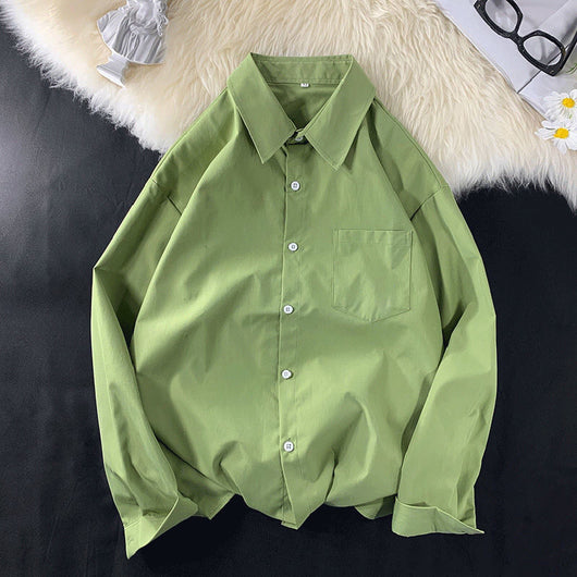 Camisa Drapeada de Manga Larga Color Sólido para Hombre - Image 11