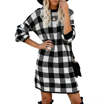 Vestido Largo Cuadros Retro Amazon con Manga Larga - Image 9