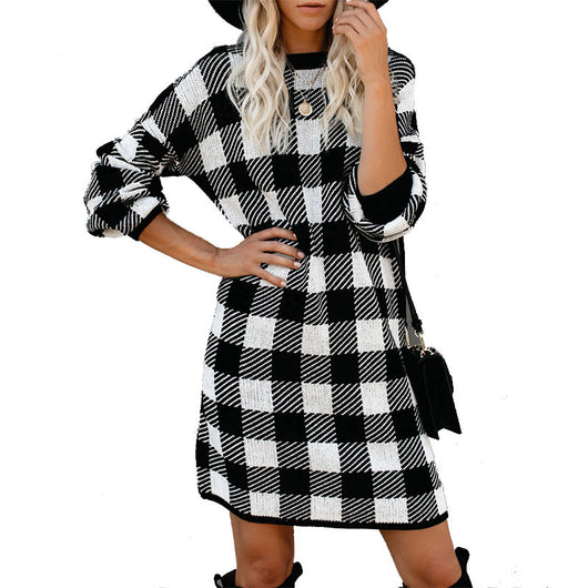 Vestido Largo Cuadros Retro Amazon con Manga Larga - Image 9