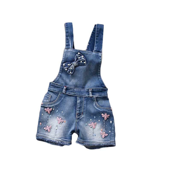 Jumpsuit Denim Deslavado Estilo Americano para Niña