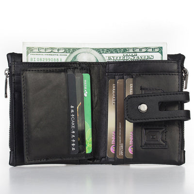 Billetera de Cuero Encerado para Hombre con Doble Cierre y Protección Antirrobo - Image 15