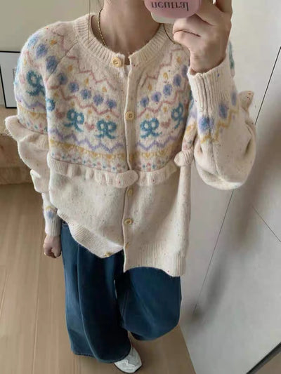 Cardigan Tejido con Moño - Diseño Retro Holgado para Otoño e Invierno - Image 12