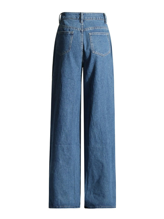 Jeans Cintura Alta con Corazón Calado y Pierna Ancha - Image 10