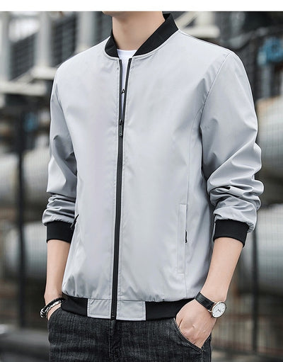 Chaqueta Hombre Primavera Otoño Cuello Alto Diseño Liso - Image 23