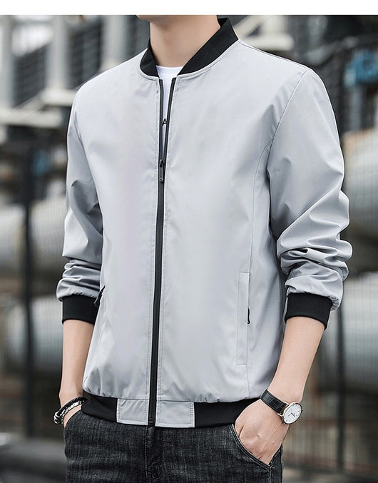 Chaqueta Hombre Primavera Otoño Cuello Alto Diseño Liso - Image 23