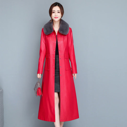 Gabardina de Cuero Fino para Mujer - Elegancia Minimalista - Image 21