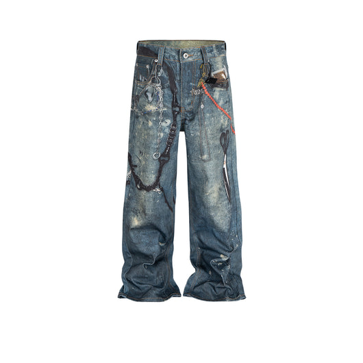 Pantalones Rectos Vintage Lavado Desgastado Unisex - Image 4