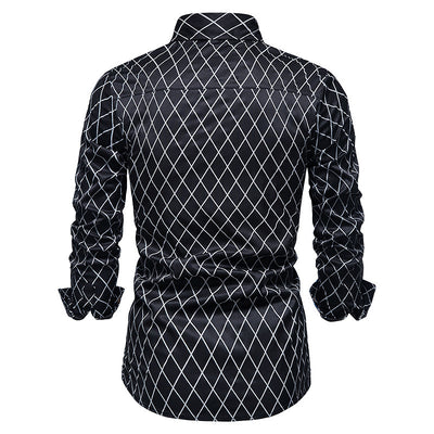 Camisa de Manga Larga para Hombre con Cuadros de Diamante y Contraste de Colores - Image 18