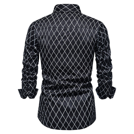 Camisa de Manga Larga para Hombre con Cuadros de Diamante y Contraste de Colores - Image 18