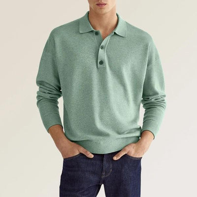 Polo Casual Europeo con Botones y Cuello V - Manga Larga para Hombre - Image 7