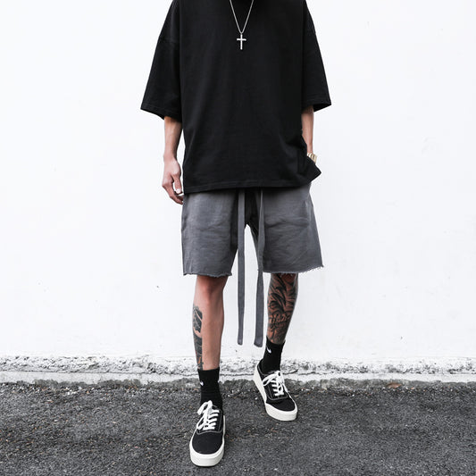 Shorts Casuales para Hombre con Bordes Crudos y Diseño Moderno