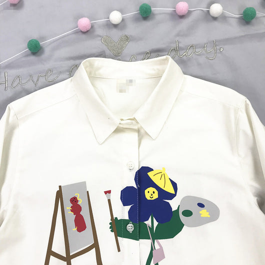 Blusa Blanca Suelta Estilo Artista Japonés para Niña y Estudiante - Image 15