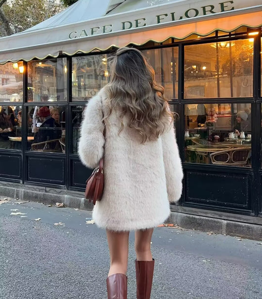 Abrigo de Pelaje Suelto Largo Elegante para Mujer - Image 23