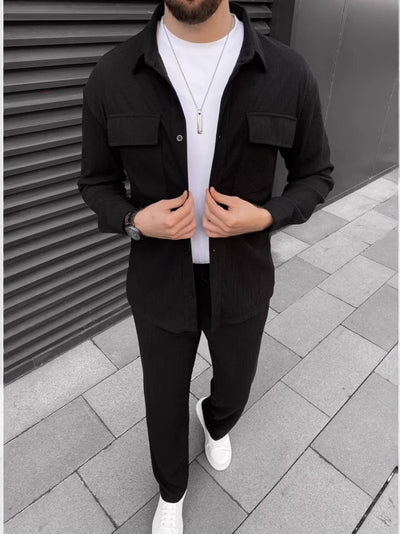 Traje Casual de Pana para Hombre - Camisa y Pantalón Coordinado - Image 7