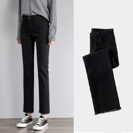 Pantalones Vaqueros Recortados Cintura Alta Ajustados en Negro - Image 6