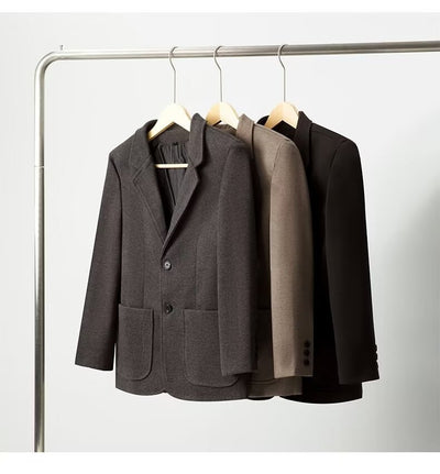 Blazer de Lana Suelta Gris Oscuro para Hombre - Elegancia Casual Profesional - Image 18