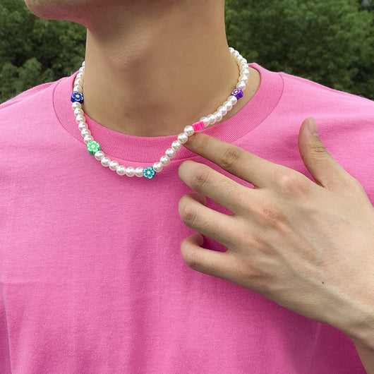 Collar para Hombre con Perlas de Cerámica y Flores Coloridas - Image 5