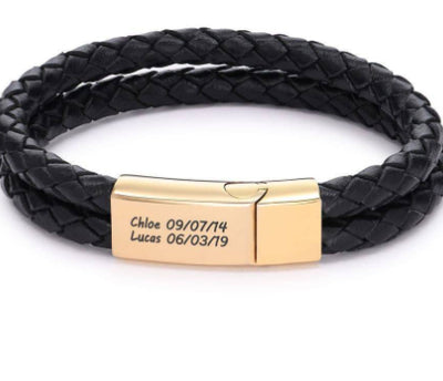 Pulsera de Cuero Genuino para Hombre con Grabado Personalizado - Image 8