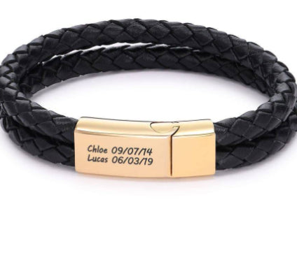 Pulsera de Cuero Genuino para Hombre con Grabado Personalizado - Image 8