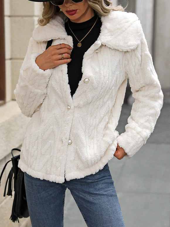 Cardigan de Solapa Grande con Felpa Doble Cara para Mujer