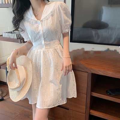 Vestido Hada con Cuello de Encaje Francés