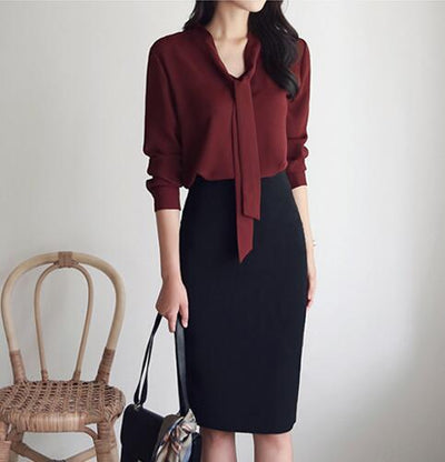 Blusa Elegante de Manga Larga con Lazo - Image 6