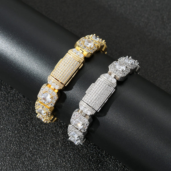 Pulsera Hip Hop Cierre Flip Circonita Rock para Hombre