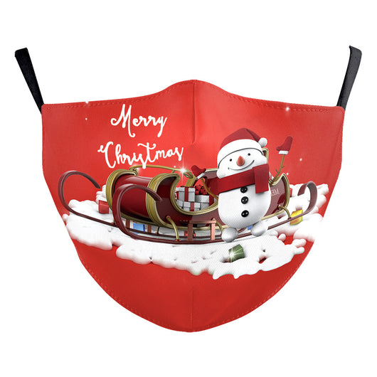 Black double-layer dust mask with a vibrant, multi-colored snowflake digital print and ear hooks. - Image 32