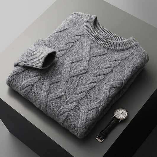 Suéter Grueso para Hombre Cuello Redondo Tejido Base