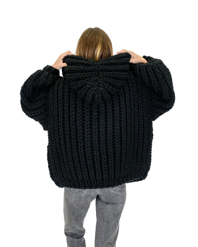 Cardigan Tejido a Mano Holgado con Capucha - Suéter Knit para Mujer - Image 18