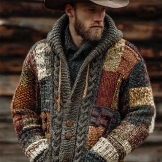 Cardigan Casual Hombre con Estampado Abstracto Largo - Image 3