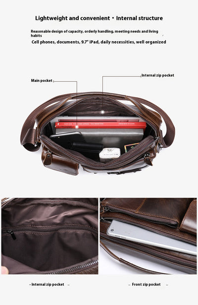 Bolsa Mensajera de Cuero Genuino con Acabado Encerado para Hombre - Image 14