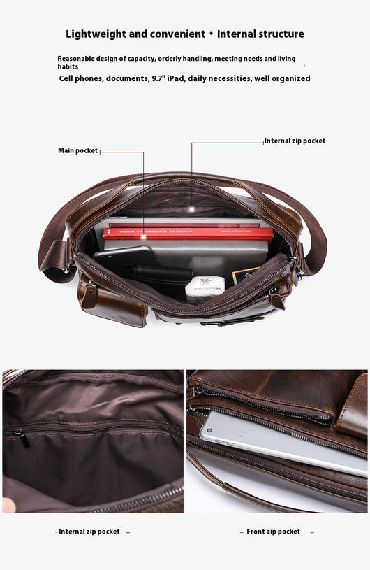 Bolsa Mensajera de Cuero Genuino con Acabado Encerado para Hombre - Image 14